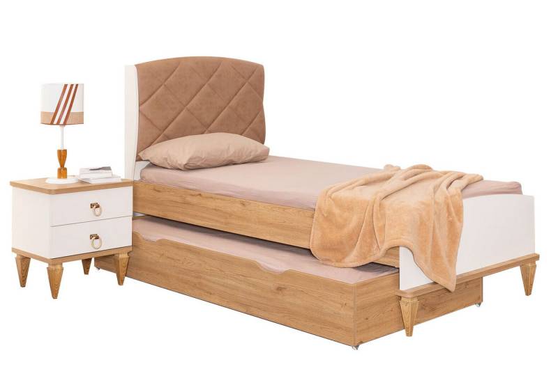 JVmoebel Kinderbett Beiges Ausziehbares Kinderbett Luxuriöses Schlafzimmer Bett Holz (1-tlg., Kinderbett), Made in Europa von JVmoebel