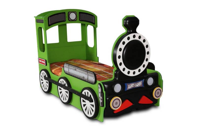 JVmoebel Kinderbett Buntes Kinderbett Lokomotive für das Schlafzimmer in Grün (Kinderbett), Made in Europa von JVmoebel