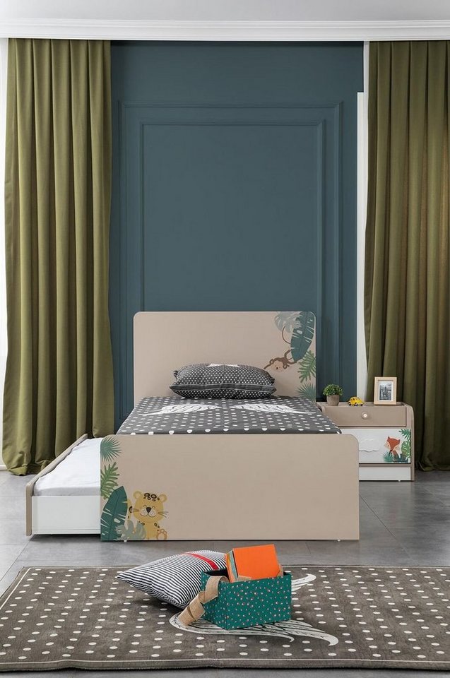 JVmoebel Kinderbett Design Mädchen Betten Kinderzimmer Bett Holz mit Polster Bettrahmen (Bett), Made In Europe von JVmoebel