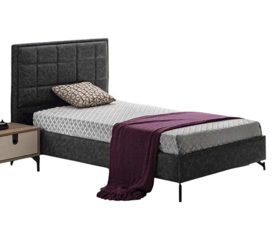 JVmoebel Kinderbett Einzelbett Modern mit Polsterkopfteil in Schwarz für Kinderzimmer, Made in Europe von JVmoebel