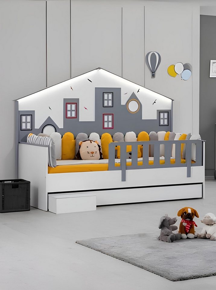 JVmoebel Kinderbett Helles Holz-Kinderbett für das Kinderzimmer Möbelstück (1-tlg., Bett), Made in Europa von JVmoebel