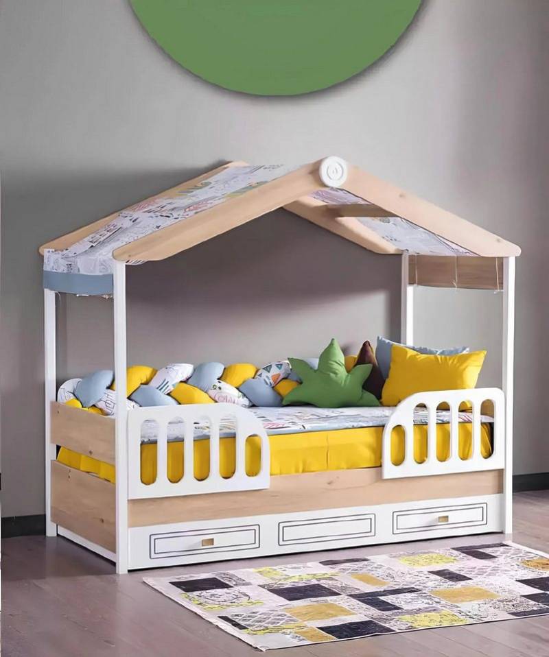 JVmoebel Kinderbett Holz-Kinderbett für das Jugendzimmer in Braun - Schlafzimmermöbel, Made in Europa von JVmoebel