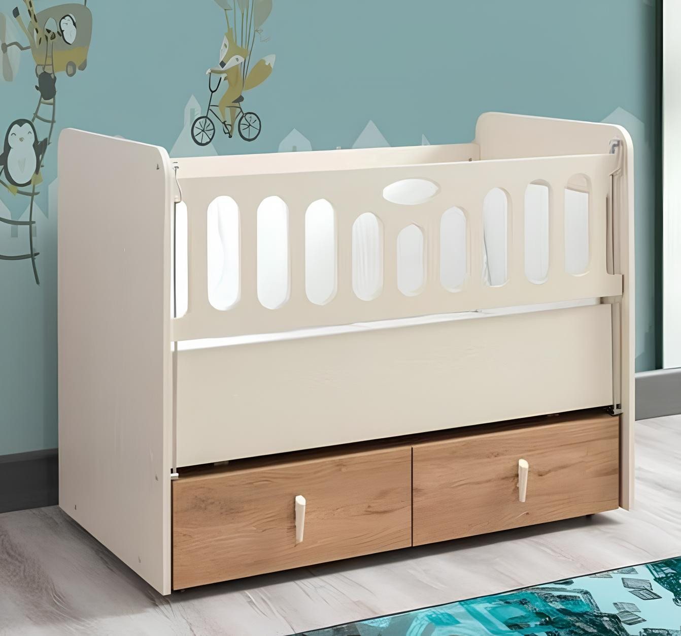JVmoebel Babybett Modernes Ausziehbares Kinderbett Beige aus Holz für Schlafzimmer, Made in Europe JVmoebel Babybett Modernes Ausziehbares Kinderbett Beige aus Holz für Schlafzimmer, Made in Europe von JVmoebel