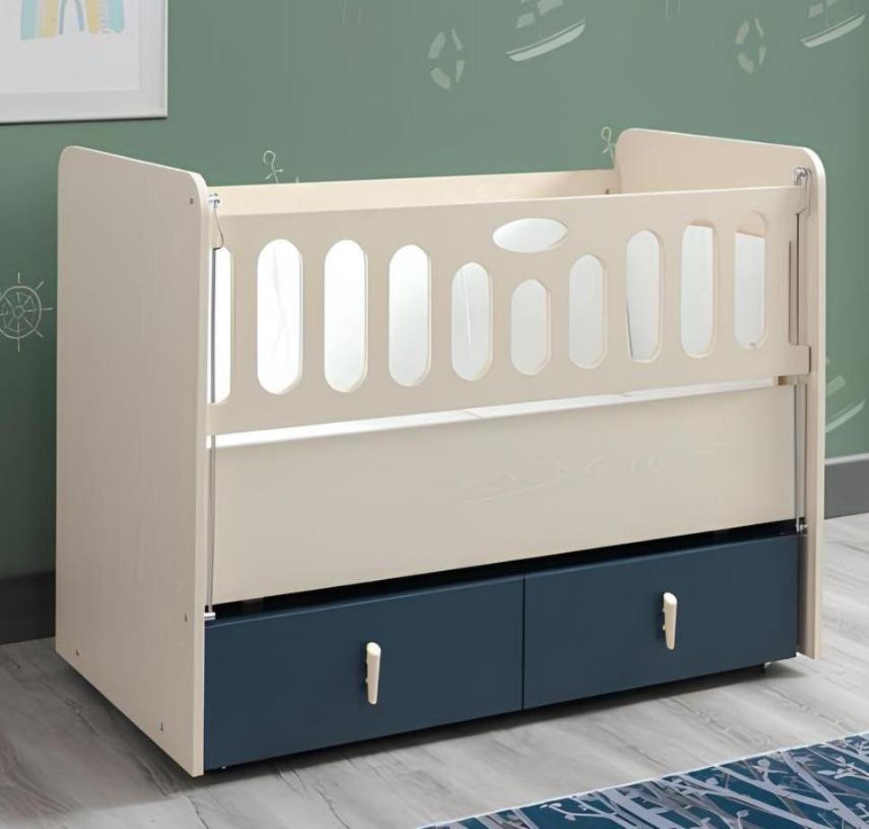 JVmoebel Babybett Modernes Ausziehbares Kinderbett aus Holz in Blau - Luxuriöses Möbel, Made in Europe JVmoebel Babybett Modernes Ausziehbares Kinderbett aus Holz in Blau - Luxuriöses Möbel, Made in Europe von JVmoebel