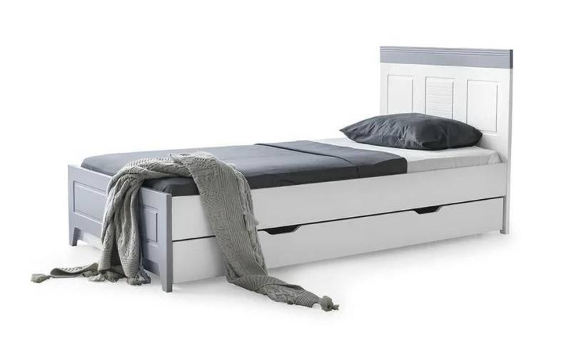 JVmoebel Kinderbett Modernes Einzelbett mit Stauraum für Kinderzimmer in Grau, Made in Europe von JVmoebel