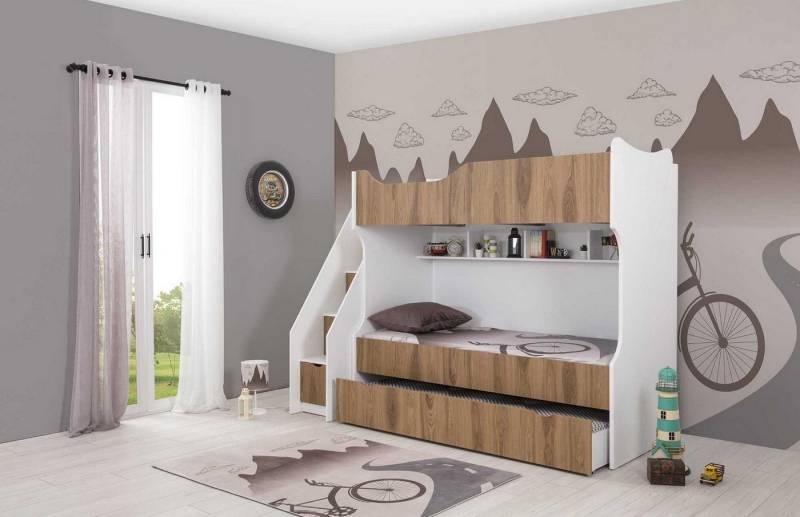 JVmoebel Kinderbett Modernes Etagenbett in Weiß für das Kinderzimmer Möbelset (1-tlg., Bett), Made in Europa von JVmoebel