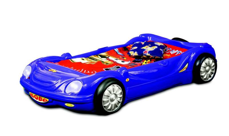 JVmoebel Kinderbett Rennbett für Kinderzimmer in Blau mit Licht und Matratze, Made in Europa von JVmoebel