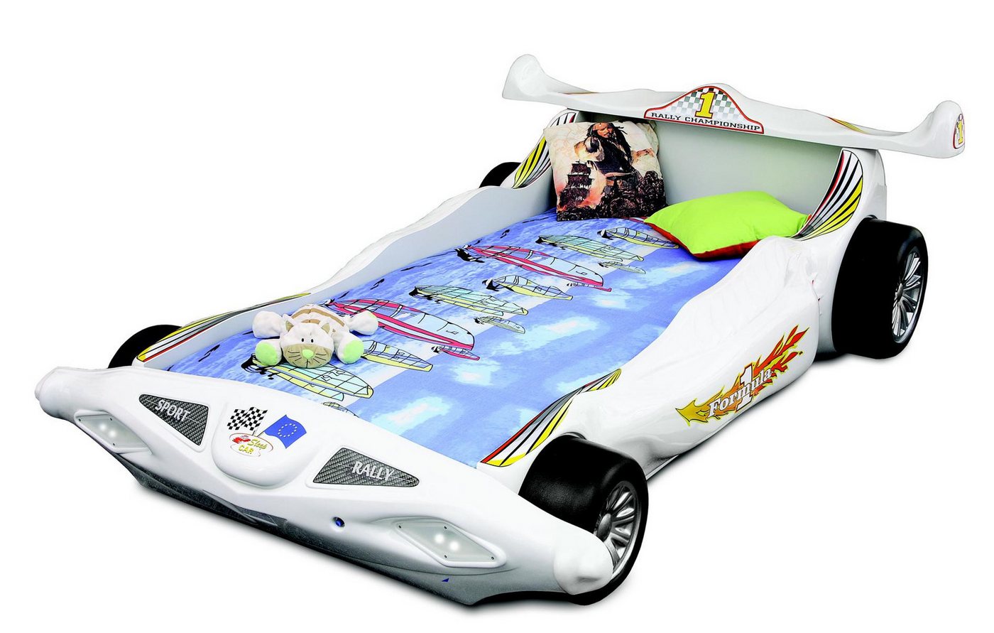 JVmoebel Kinderbett Rennwagen Bett für Kinder mit Matratze in Weiß, Made in Europa JVmoebel Kinderbett Rennwagen Bett für Kinder mit Matratze in Weiß, Made in Europa von JVmoebel