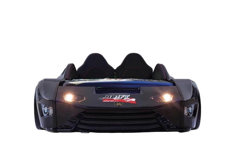 JVmoebel Kinderbett Schwarz Autobett Kinderzimmer Rennwagen Auto Bett Matratze Kinderbett (1-tlg., AUTOBETT), Made in Europa von JVmoebel