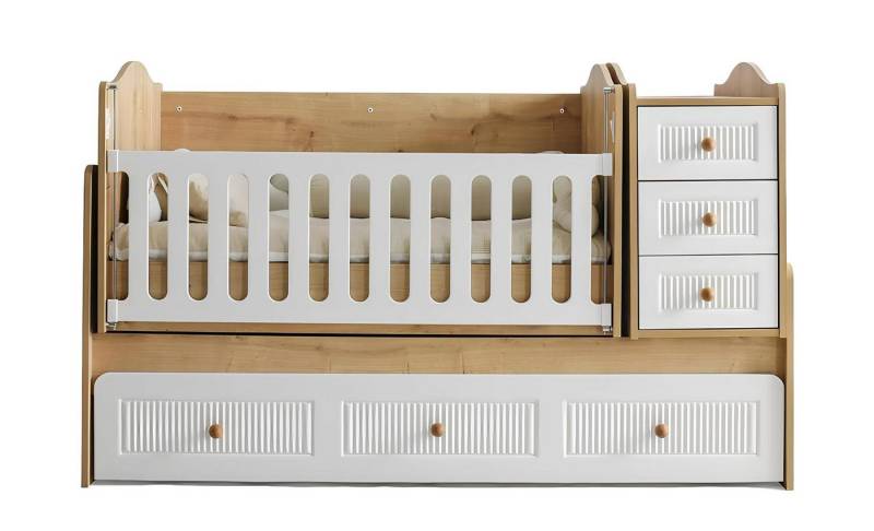 JVmoebel Babybett Stilvoll Kinderbett von Helles Holz luxuriös Bettrahmen Perfekte neu, 1-tlg., Made in Europa von JVmoebel