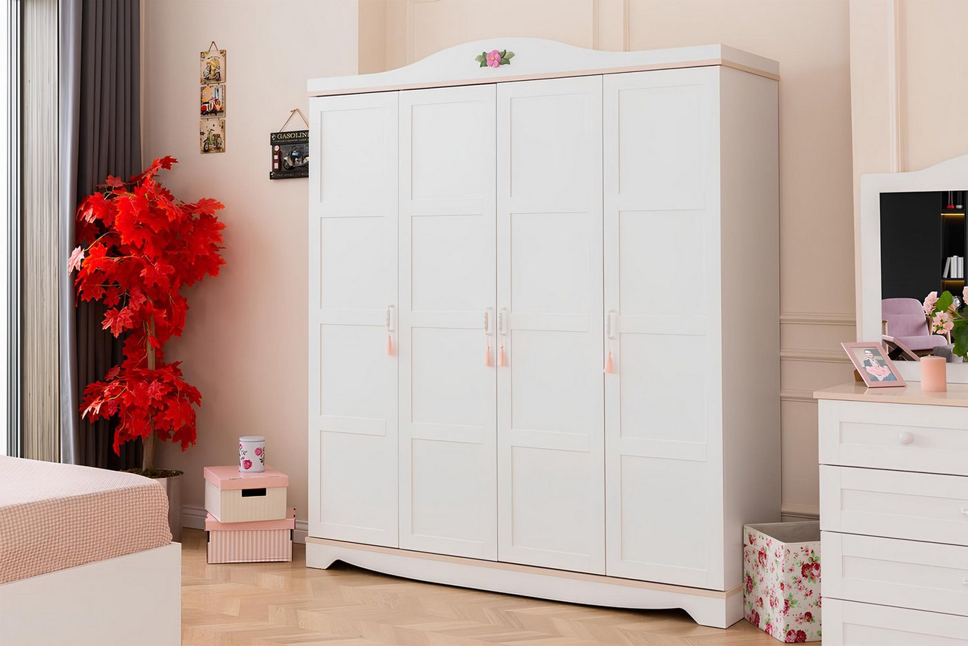 JVmoebel Kinderkleiderschrank Designerkleiderschrank in Weiß für das Kinderzimmer mit 4 Türen (1-St., Kleiderschrank) Made in Europa von JVmoebel