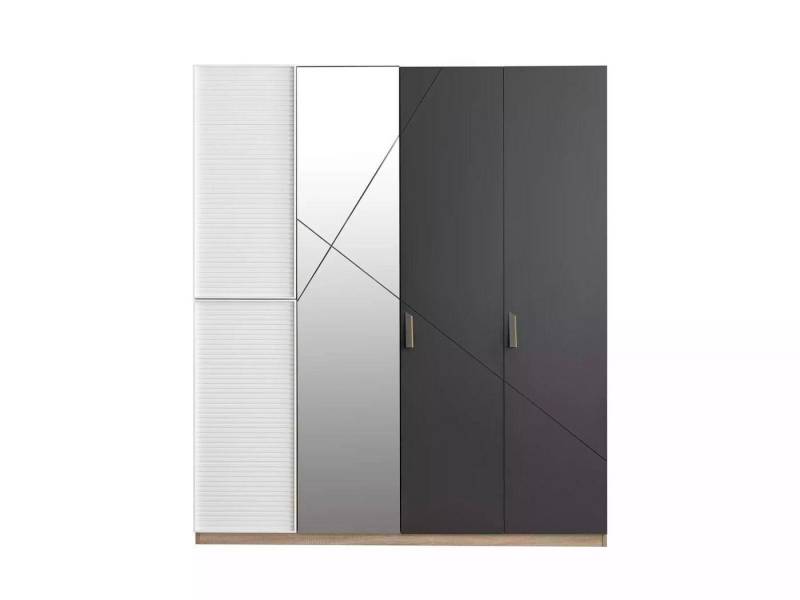 JVmoebel Kinderkleiderschrank Kleiderschrank 4 Türen Moden Schrank Holz Grau Spiegel Kinderzimmer Made in Europa von JVmoebel