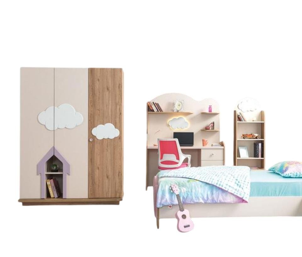 JVmoebel Kinderkleiderschrank Kleiderschrank Holz Rosa für Kinderzimmer mit Schreibtisch Möbel (2-St., Kleiderschrank, Schreibtisch) Made in Europe von JVmoebel