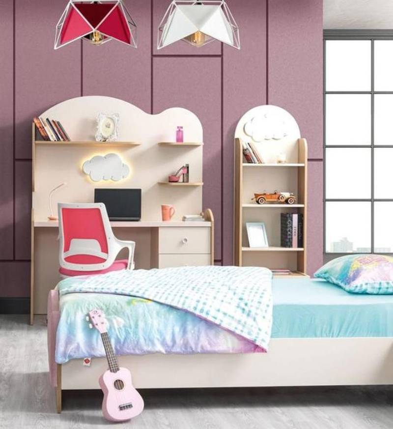 JVmoebel Kinderschreibtisch Rosa Designer Schreibtisch und Bücherregal aus Holz für Kinderzimmer (2-St., Buecherregal, Schreibtisch), Made in Europe von JVmoebel
