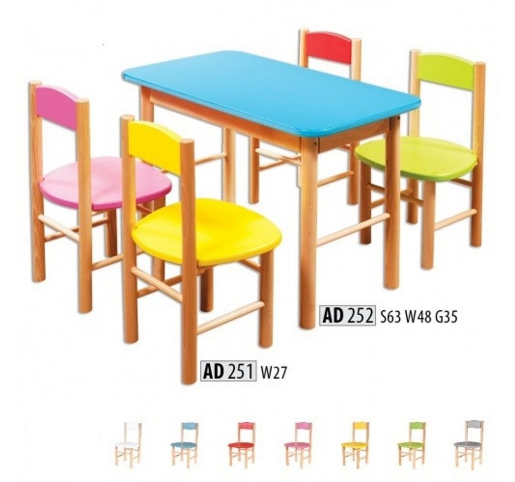 JVmoebel Kindertisch, Stuhl Set Kinderzimmer Sitzgarnitur Echtes Holz Massiv 5tlg. von JVmoebel