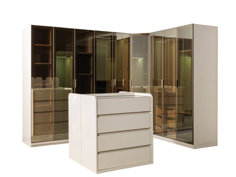 JVmoebel Kleiderschrank Begehbarer Eckschrank mit Insel aus hochwertigem Material Schlafzimmer (Eckschrank, 2x Kommoden) Made in Europe von JVmoebel