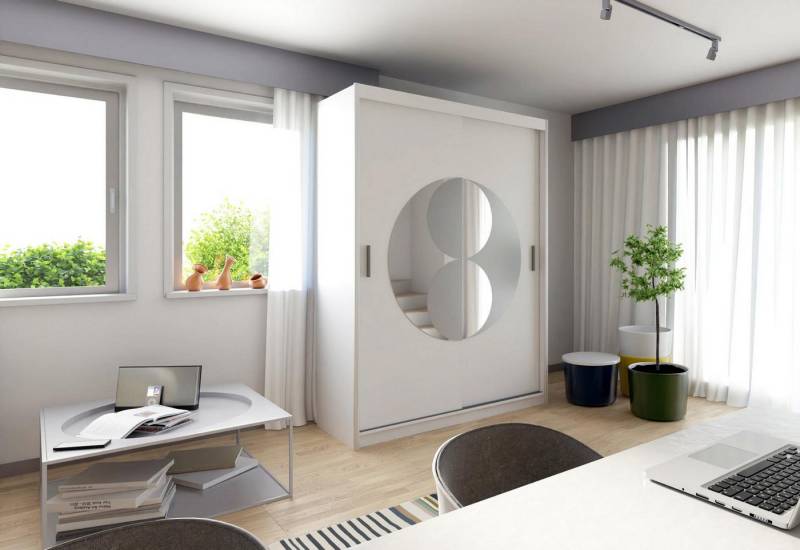 JVmoebel Kleiderschrank Büro Regal Schrank mit Schiebetüren in Weiß für Garderobe und Archiv Made in Europa von JVmoebel