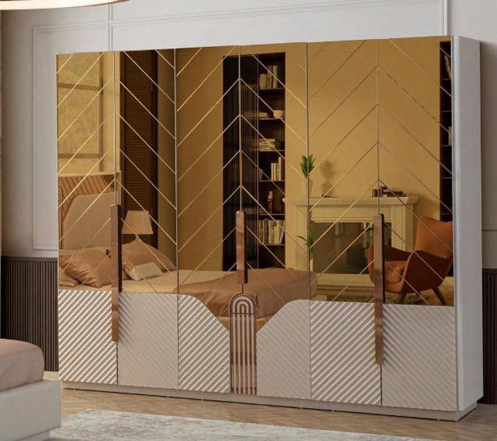 JVmoebel Kleiderschrank Eleganter Beiger Schrank für das Schlafzimmer mit 6 Türen (Kleiderschrank) Made in Europa von JVmoebel