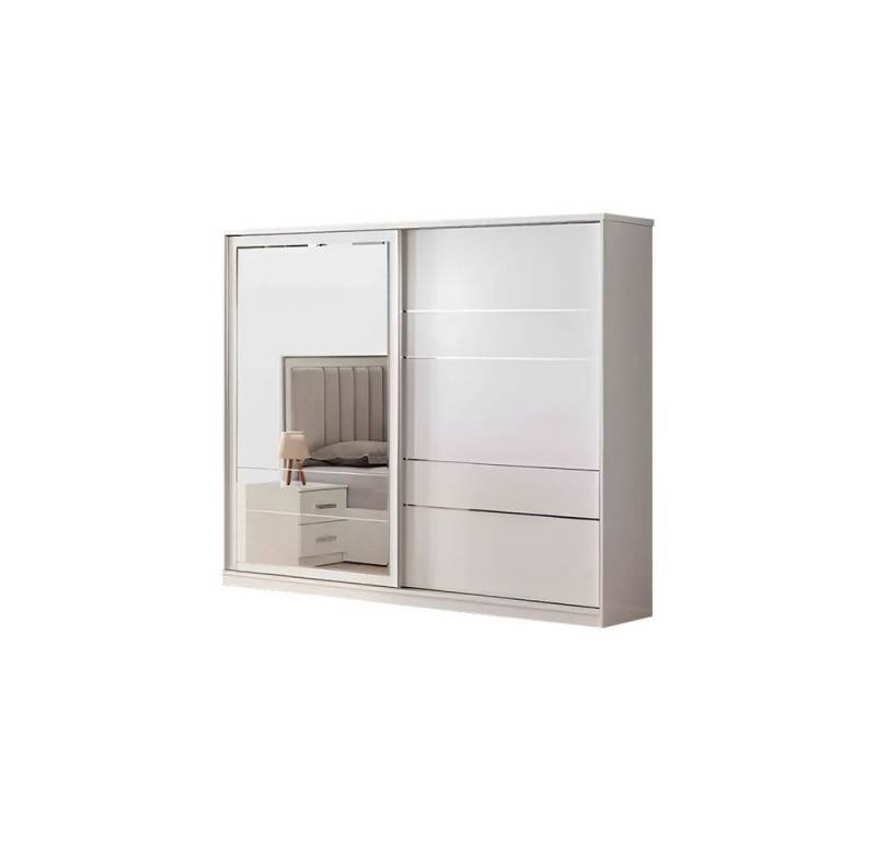 JVmoebel Kleiderschrank Holzschrank Kleiderschrank Beige Spiegel Schlafzimmerschrank (1-St., Kleiderschrank) Made in Europa von JVmoebel