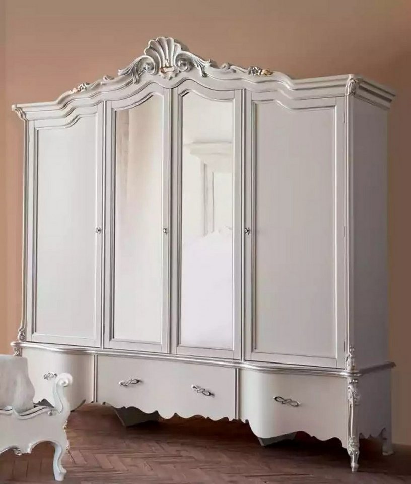 JVmoebel Kleiderschrank Klassischer Kleiderschrank in Weiß, vier Türen, Massivholz (1-St., Kleiderschrank) Made in Europa von JVmoebel