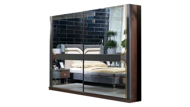 JVmoebel Kleiderschrank Kleiderschränke Spiegel Möbel Schrank Italienischer Stil Braun Made in Europa von JVmoebel