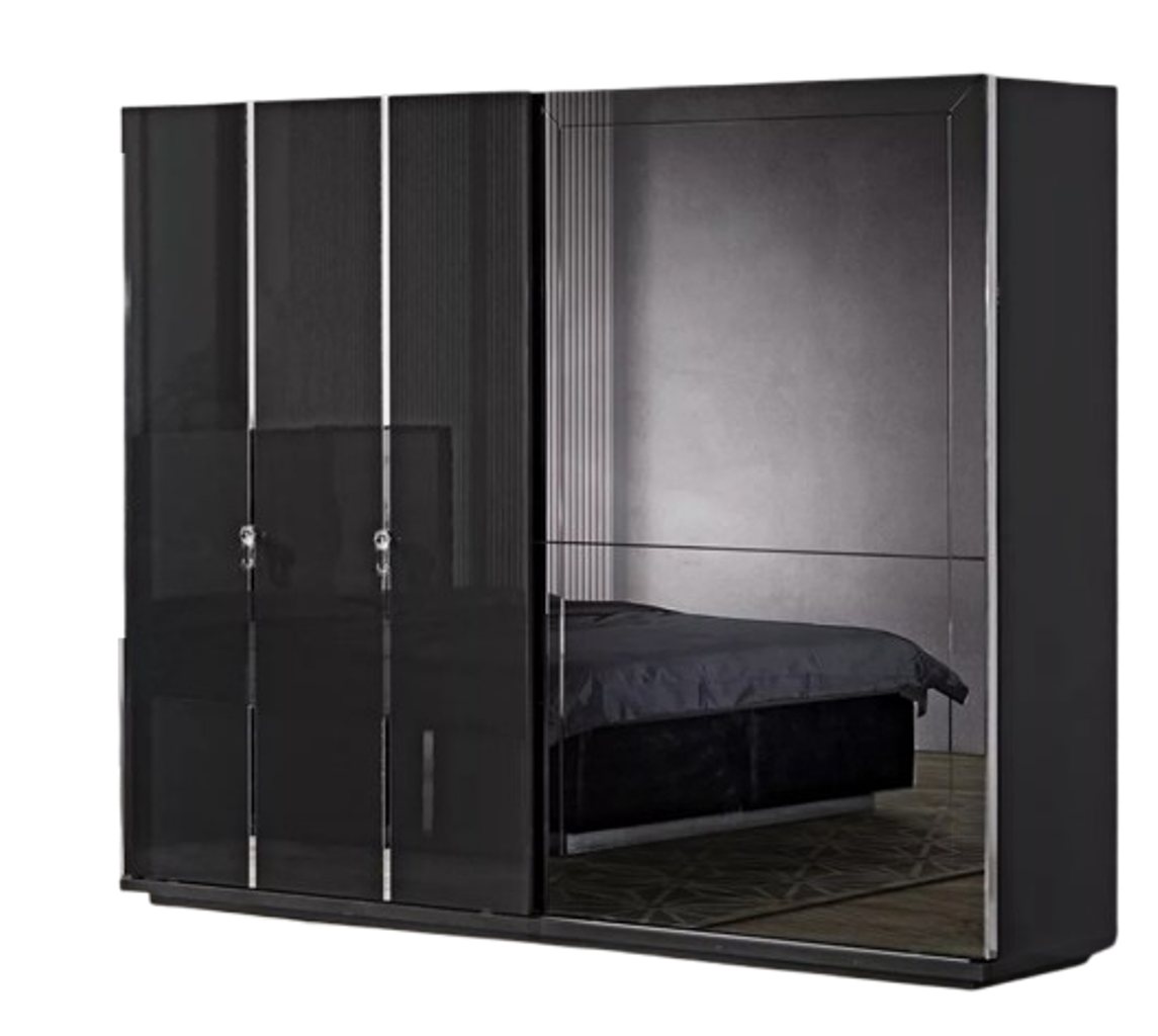 JVmoebel Kleiderschrank Kleiderschrank Holzschrank Schrank Schlafzimmer Schränke schwarz (1-St., 1x nur Kleiderschrank ohne Kommode) Made in Europa von JVmoebel