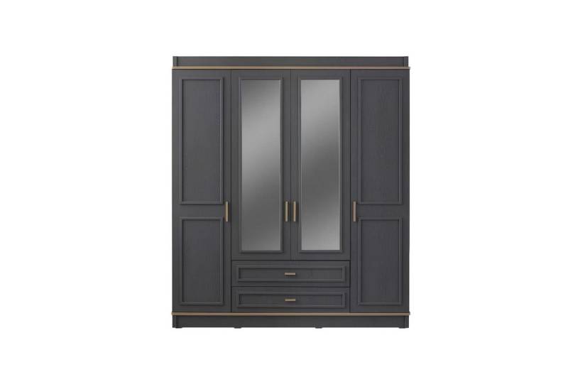 JVmoebel Kleiderschrank Kinderschrank Holz Spiegel Grau Holzschrank für Kinderzimmer (1-St., Kleiderschrank) Made in Europa von JVmoebel