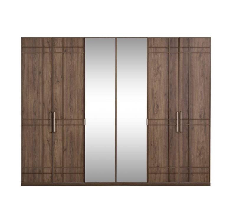 JVmoebel Kleiderschrank Schlafzimmerschrank Brauner Holzspiegel Schrank mit 6 Türen Made in Europa von JVmoebel