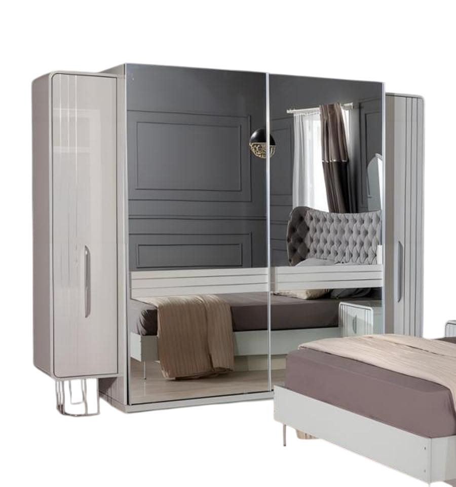 JVmoebel Kleiderschrank Kleiderschrank Weiß aus Holz mit Spiegel für Schlafzimmer - Stilvoll Made in Europe von JVmoebel