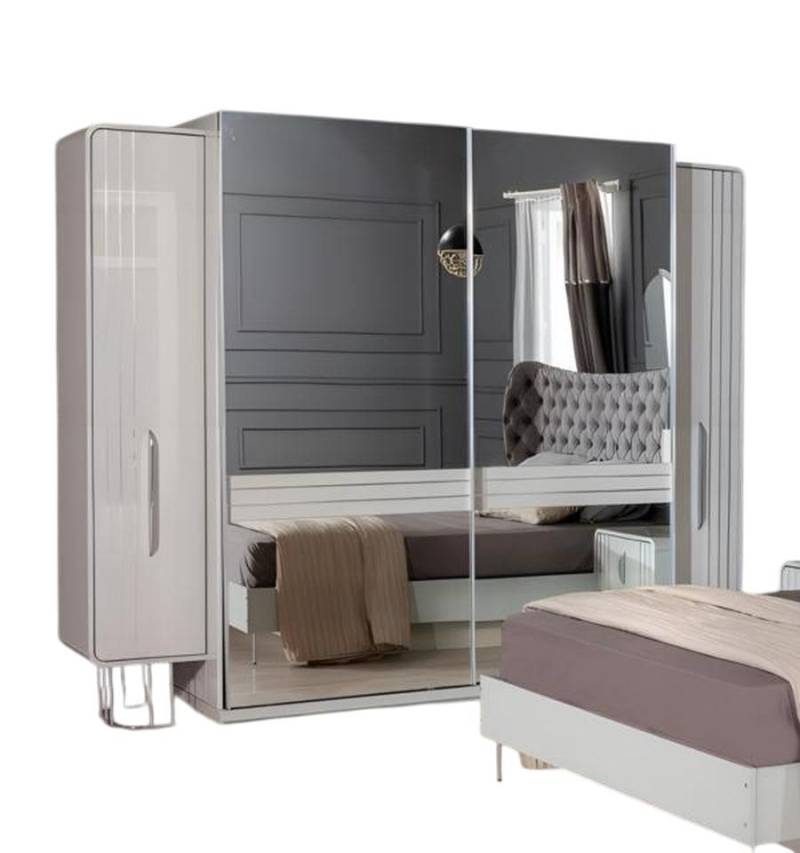 JVmoebel Kleiderschrank Kleiderschrank Weiß aus Holz mit Spiegel für Schlafzimmer - Stilvoll Made in Europe von JVmoebel