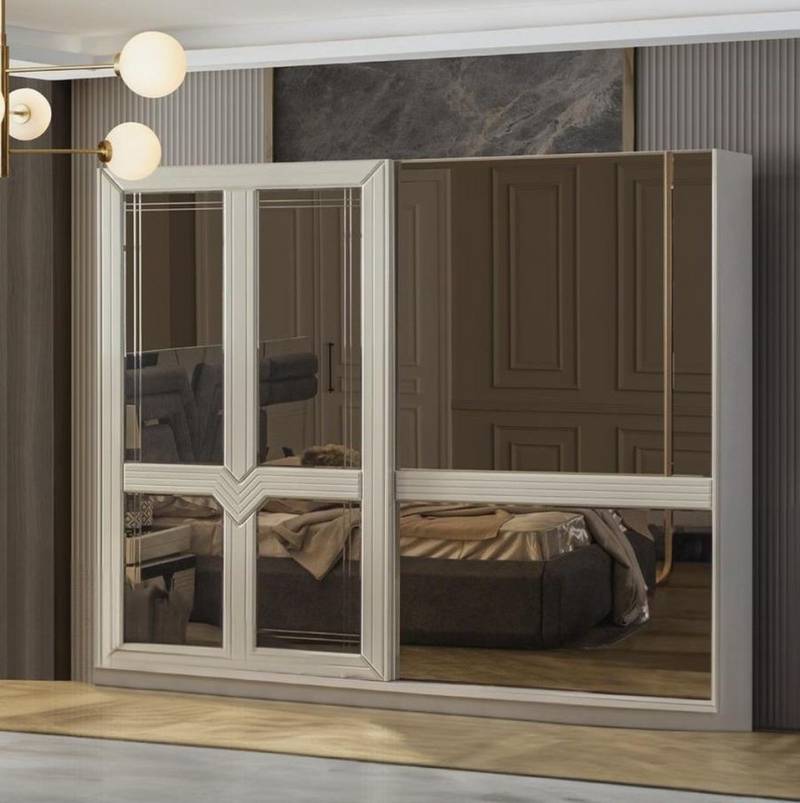 JVmoebel Kleiderschrank Moderner Schlafzimmerschrank in Weiß mit Spiegel aus Holz (1-St., 1x Kleiderschrank) Made in Europa von JVmoebel