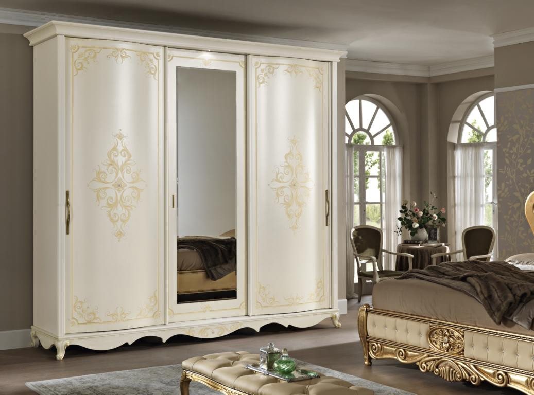 JVmoebel Kleiderschrank Schlafzimmermöbel mit Spiegel Coupe Massivholz Italien Weiß Made in Europa JVmoebel Kleiderschrank Schlafzimmermöbel mit Spiegel Coupe Massivholz Italien Weiß Made in Europa von JVmoebel