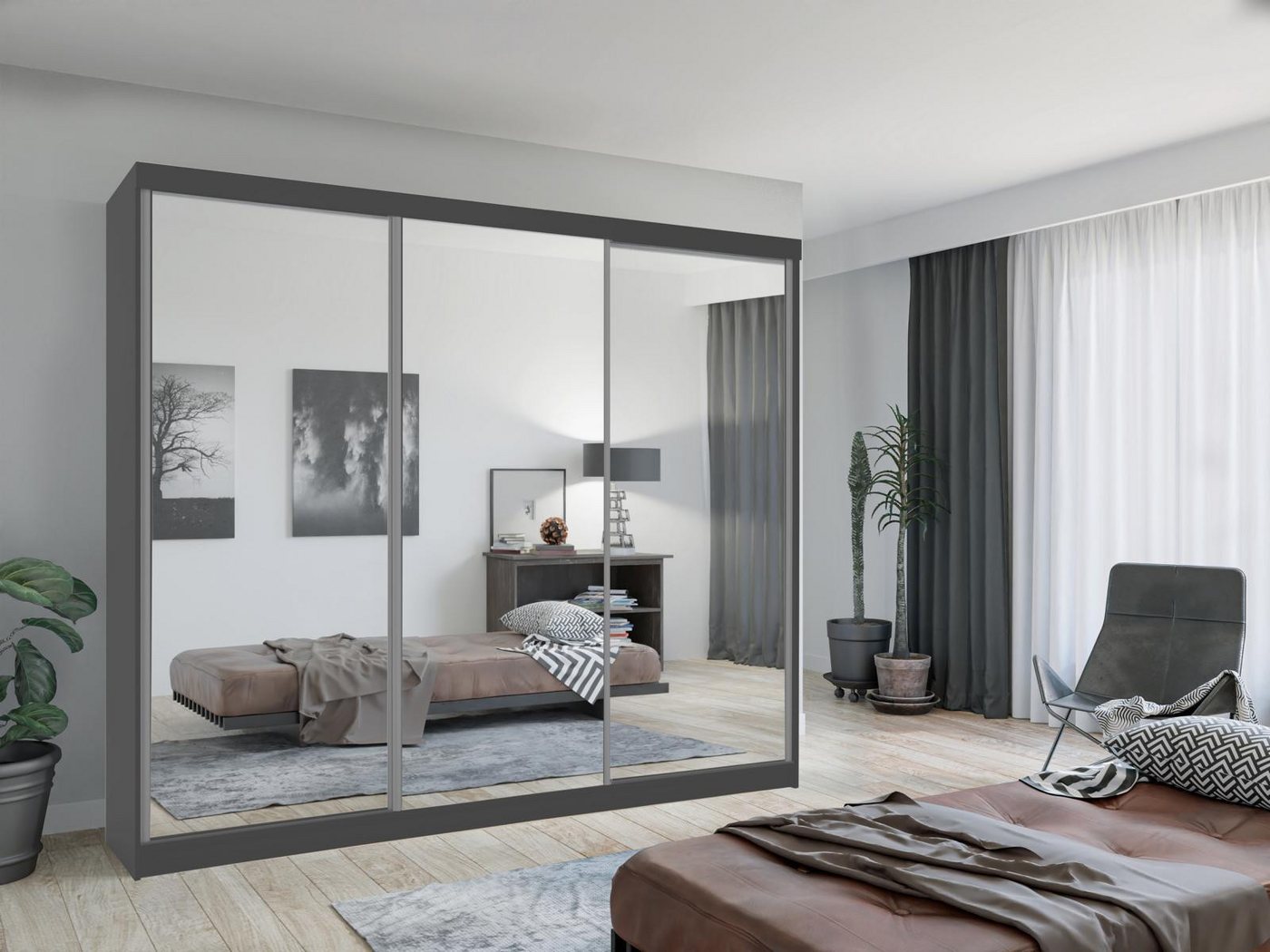 JVmoebel Kleiderschrank Schrank Schlafzimmer Mehrzweckschrank Kleiderschränke Holzschrank Grau Made in Europa von JVmoebel