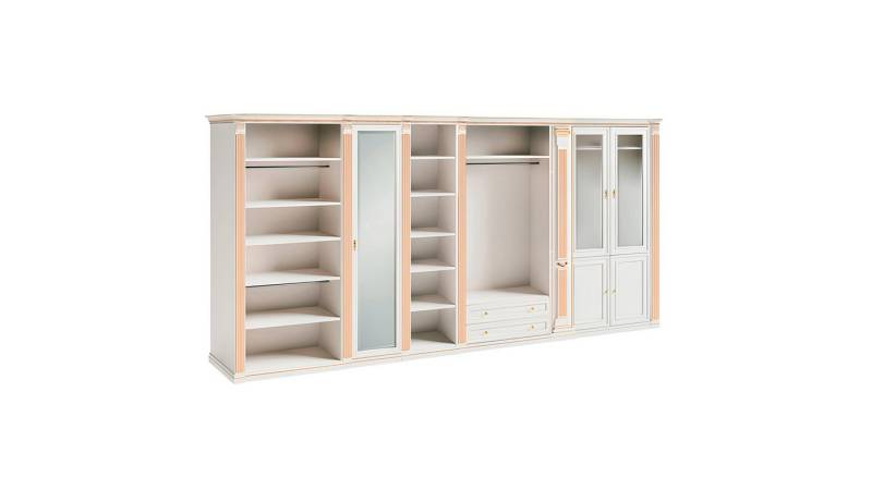 JVmoebel Kleiderschrank Stilvoller Weißer Kleiderschrank Goldelemente Schlafzimmer Holz Möbel (Kleiderschrank) Made in Europa von JVmoebel