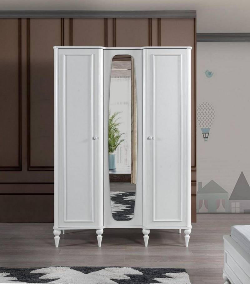JVmoebel Kleiderschrank Weiß Kleiderschrank mit Spiegel Moderne Schlafzimmer Schrank (Kleiderschrank) Made in Europa von JVmoebel