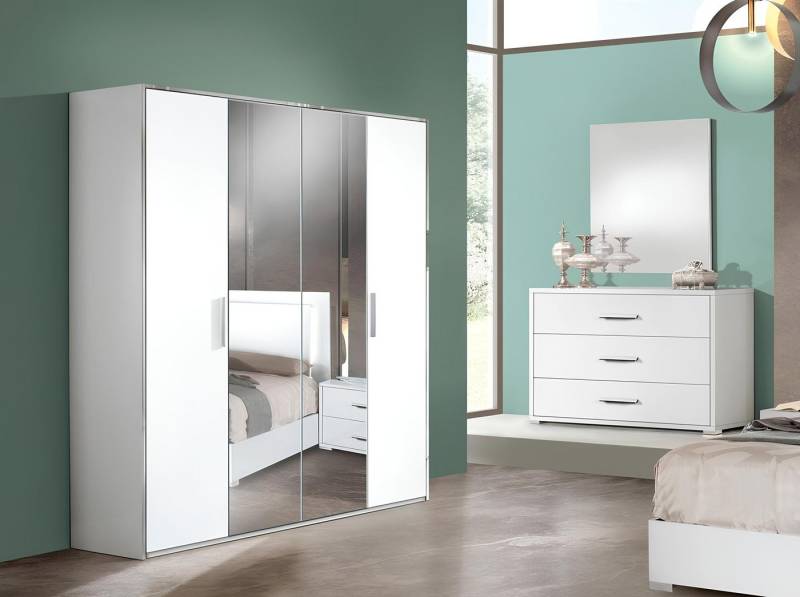 JVmoebel Kleiderschrank Weißer Holzschrank mit 4 Türen für die Garderobe мебели Made in Europa von JVmoebel