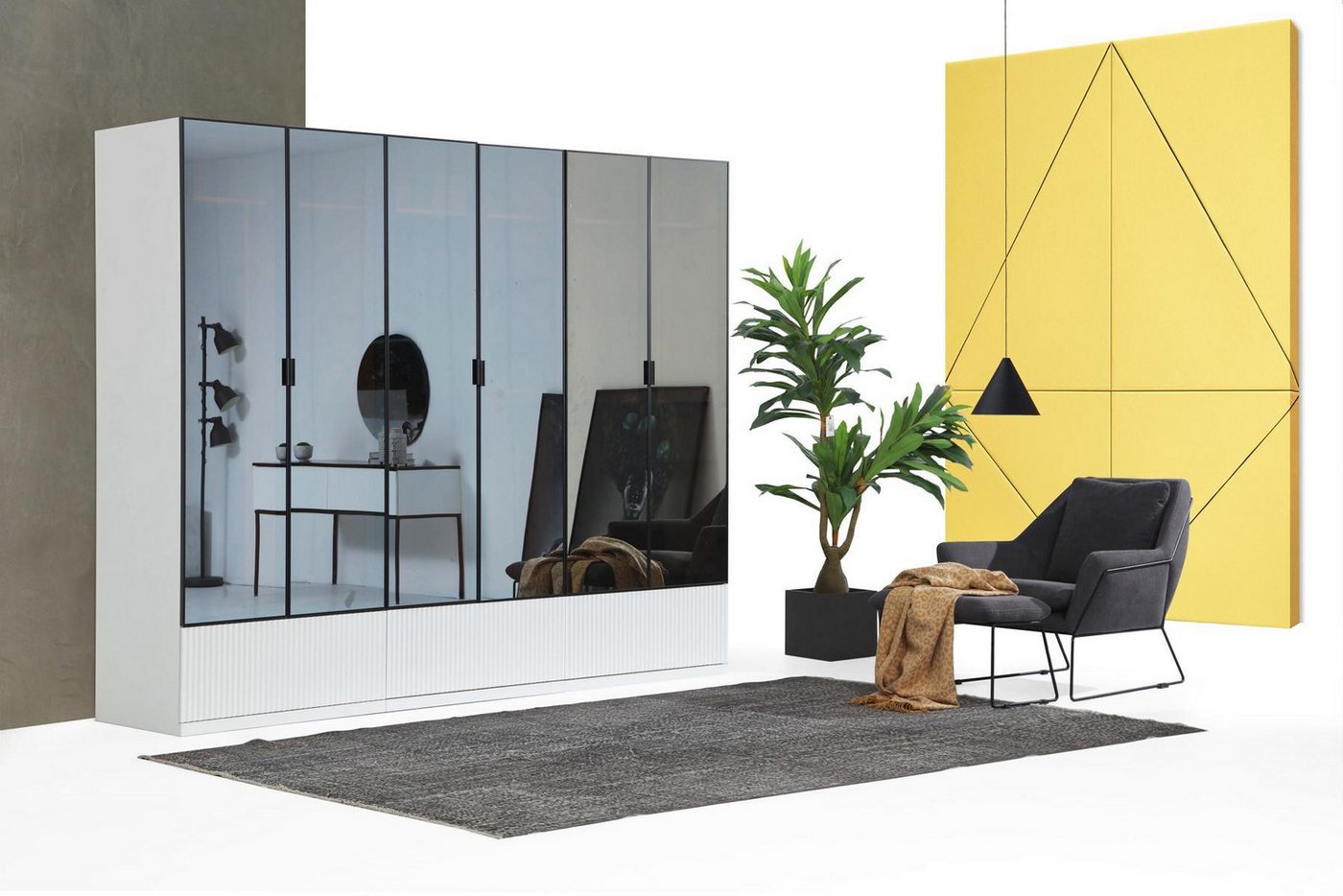 JVmoebel Kleiderschrank Weißer Holzschrank mit Spiegel für das Schlafzimmer modern gestaltet (1-St., 1x Kleiderschrank) Made in Europa von JVmoebel