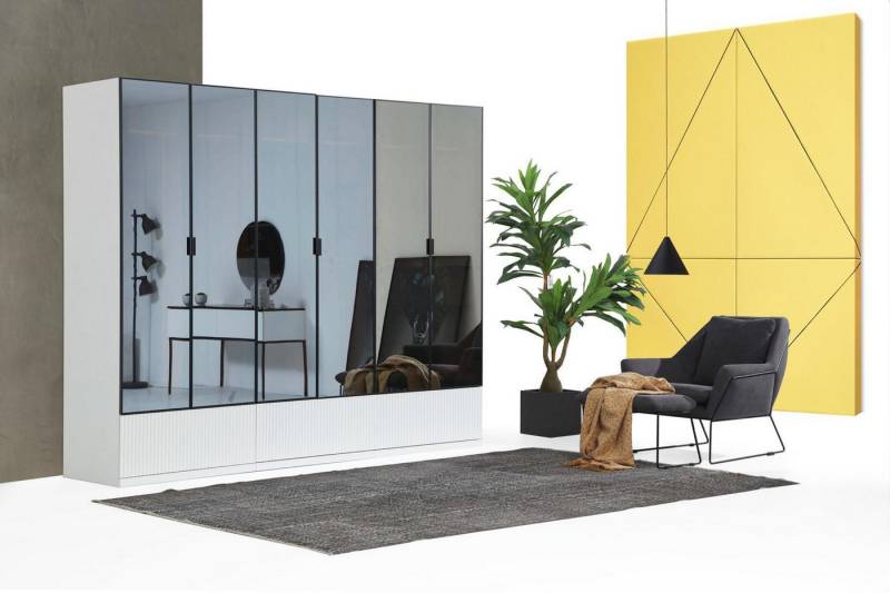 JVmoebel Kleiderschrank Weißer Holzschrank mit Spiegel für das Schlafzimmer modern gestaltet (1-St., 1x Kleiderschrank) Made in Europa von JVmoebel