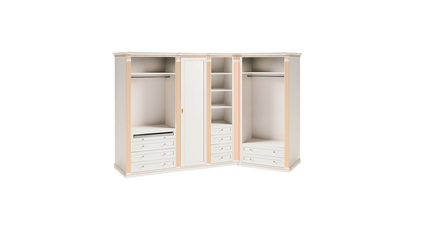 JVmoebel Kleiderschrank Weißes Eck-Kleiderschränke Massivholz L-Form Modernes Luxusmöbel (Kleiderschrank L-form) Made in Europa von JVmoebel