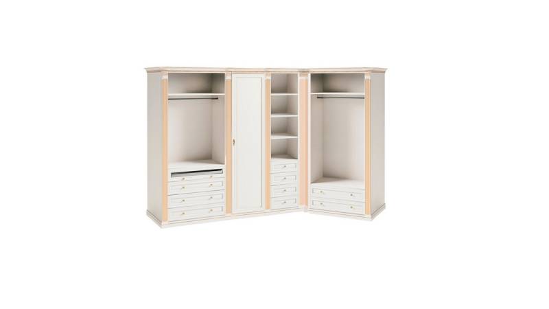 JVmoebel Kleiderschrank Weißes Eck-Kleiderschränke Massivholz L-Form Modernes Luxusmöbel (Kleiderschrank L-form) Made in Europa von JVmoebel
