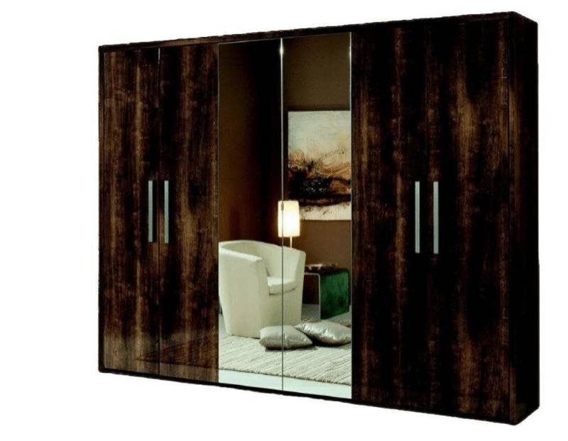JVmoebel Kleiderschrank xxl 6 Türen Kleider Schrank Möbel Holz Spiegel Braun Made in Europa von JVmoebel