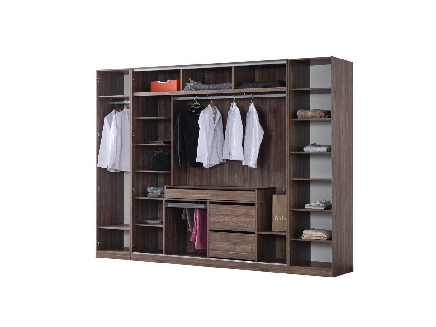 JVmoebel Kleiderschrank xxl Kleiderschrank hoch braun schlafzimmer Schränke Glasschrank holz von JVmoebel