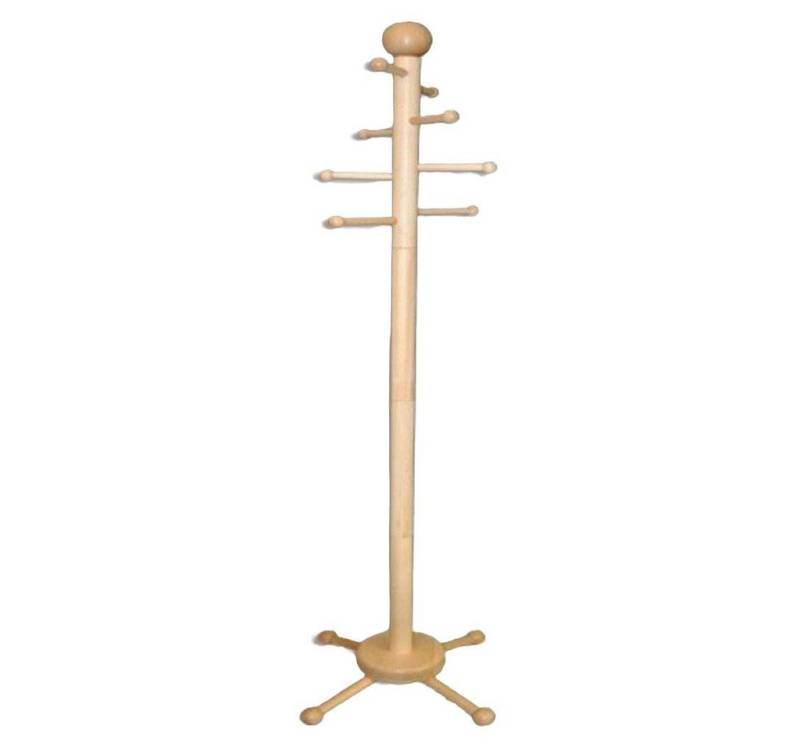 JVmoebel Garderobenständer Holz Kleiderstange Garderobe mit 8 Haken Natur, hochwertig, Made in Europa von JVmoebel