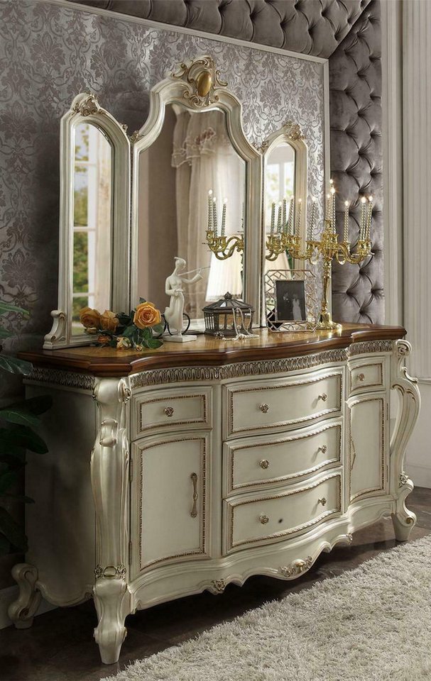 JVmoebel Kombikommode Buffet Anrichte mit Spiegel Handgefertigte Rokoko Kommode SOFORT (Anrichte+Spiegel), Made in Europa von JVmoebel