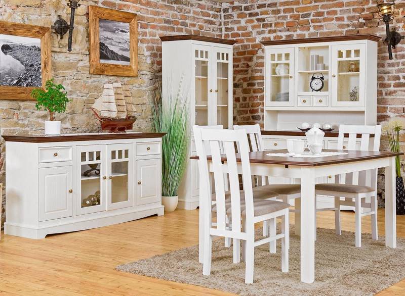 JVmoebel Kombikommode Edel Holzschrank und Lowboard in Weiß für stilvolle Akzente (Kombikommode), Made in Europa von JVmoebel