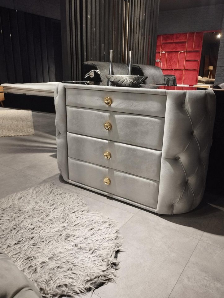 JVmoebel Kommode Design Kommode mit 4 Schubladen Schubladenschrank Holz Textil Neu (1 St., Kommode), Made in Europa von JVmoebel