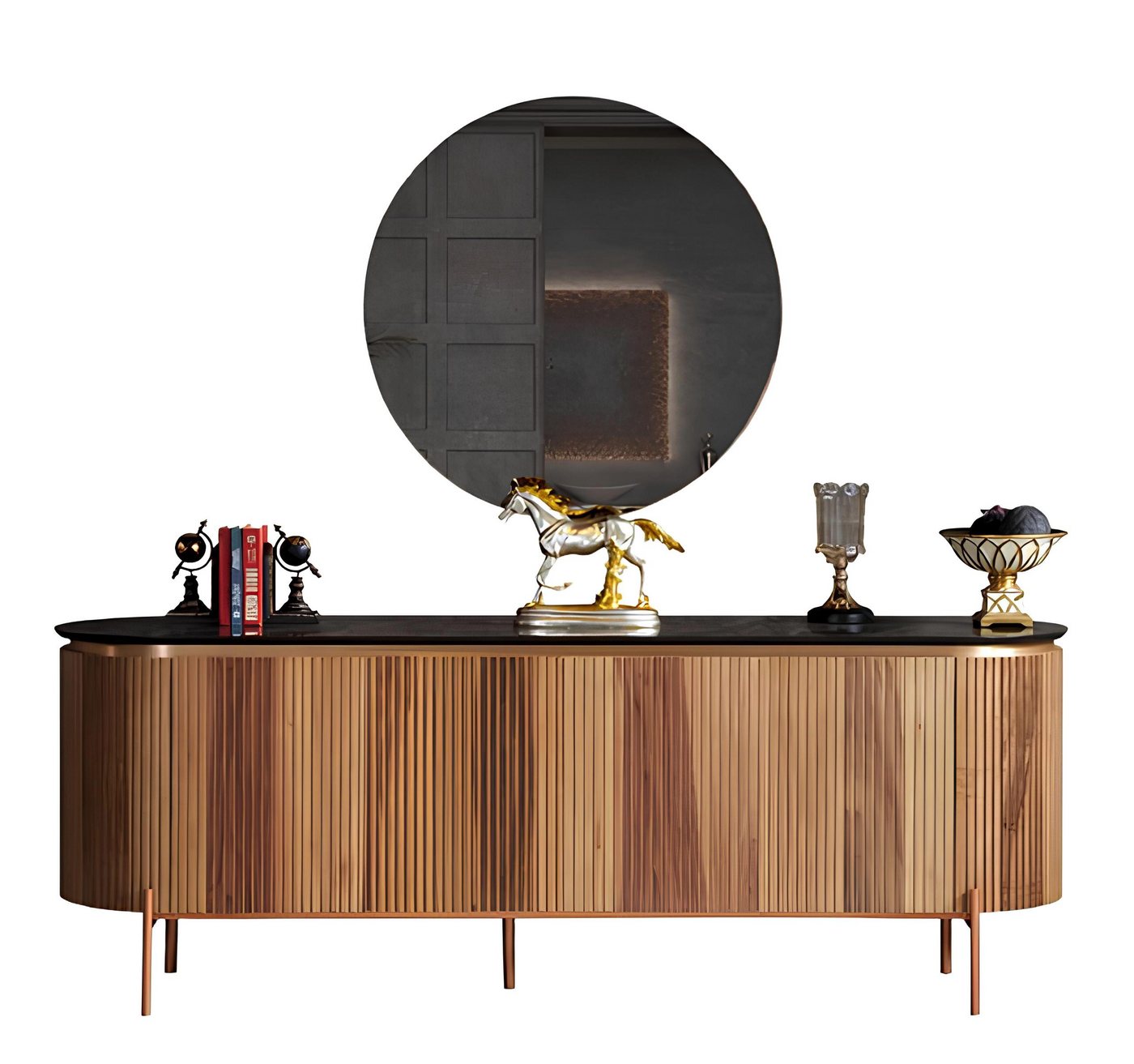 JVmoebel Kommode Elegant Braun Kommode mit Spiegel Robust Anrichte Sideboard Schublade (2 St., Kommode mit Spiegel), Made in Europa von JVmoebel