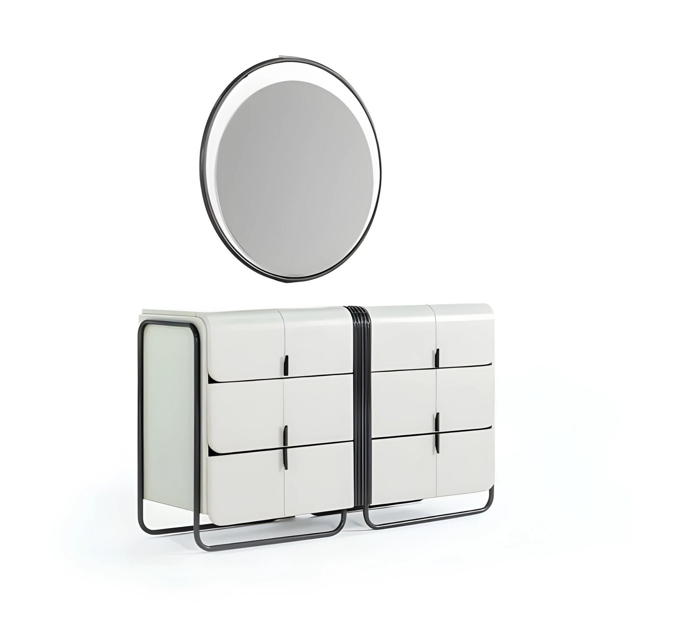 JVmoebel Kommode Frisierkommode Set 3tlg mit Spiegel Hocker Holz Weiß Holzfurnier (Kommode, Spiegel, Hocker), Made in Europe von JVmoebel