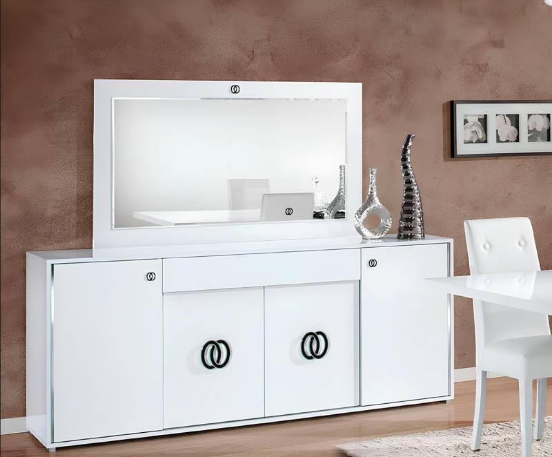 JVmoebel Kommode Hochglanz Kommode mit Spiegel Schrank in Weiß aus Holz XXL, Made in Europa JVmoebel Kommode Hochglanz Kommode mit Spiegel Schrank in Weiß aus Holz XXL, Made in Europa von JVmoebel