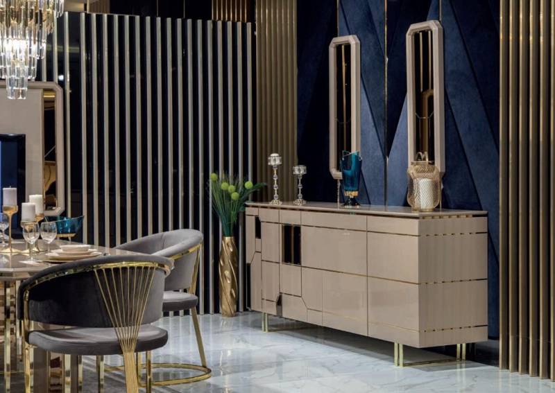 JVmoebel Kommode Hochglanz Sideboard mit Spiegel und Holz Kommoden Set 2tlg, Made in Europa JVmoebel Kommode Hochglanz Sideboard mit Spiegel und Holz Kommoden Set 2tlg, Made in Europa von JVmoebel